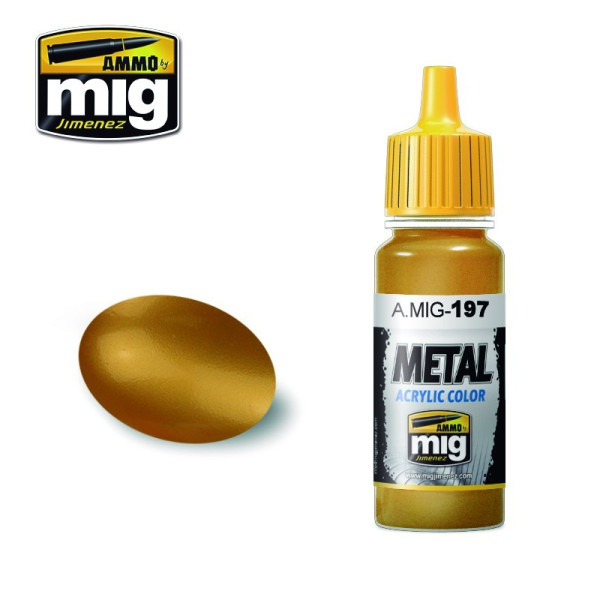 A.MIG-0197 METAL - BRASS 17ml Brush & Airbrush AMMO