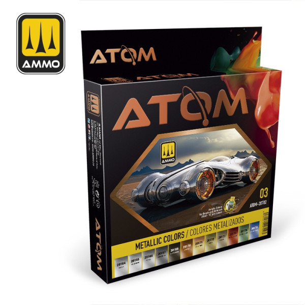 ATOM Mettalic Colors Set 20ml - 12 colors - ATOM-20702 - AMMO