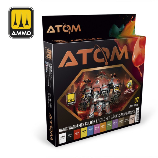 ATOM Basic Wargames Colors Set 20ml - 12 Colors - ATOM-20706 - AMMO